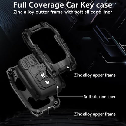 Transformer Series Metal Silicone Car Key Cover | Night Glow Buttons | Compatible with Suzuki Victoris, Grand Vitara, Fronx, Jimny, Ertiga, XL6, Baleno & Brezza (3 Button Key)