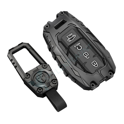 Transformer Series Car Key Cover Compatible with Creta 2024 2025 2026, Venue, Alcazar | 4 Button Metal Smart Key Case | Premium Waterproof Soft Silicone Key Shell with Keychain