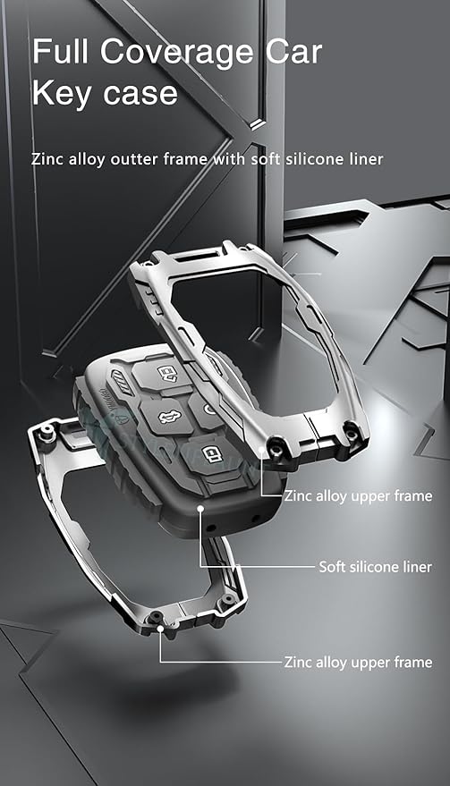 Car Key Cover Compatible with Tata Nexon, Harrier | Safari | Altroz | Tigor | Ev | Punch | Tiago Ev Electric 4-Button Smart Key (Transformer Armour Series)