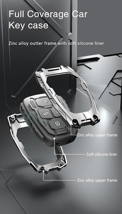 Car Key Cover Compatible with Tata Nexon, Harrier | Safari | Altroz | Tigor | Ev | Punch | Tiago Ev Electric 4-Button Smart Key (Transformer Armour Series)