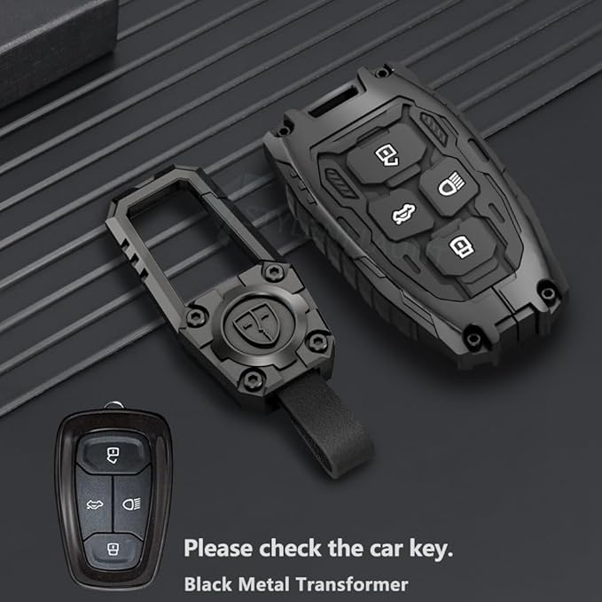 Car Key Cover Compatible with Tata Nexon, Harrier | Safari | Altroz | Tigor | Ev | Punch | Tiago Ev Electric 4-Button Smart Key (Transformer Armour Series)