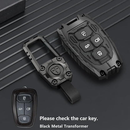 Car Key Cover Compatible with Tata Nexon, Harrier | Safari | Altroz | Tigor | Ev | Punch | Tiago Ev Electric 4-Button Smart Key (Transformer Armour Series)