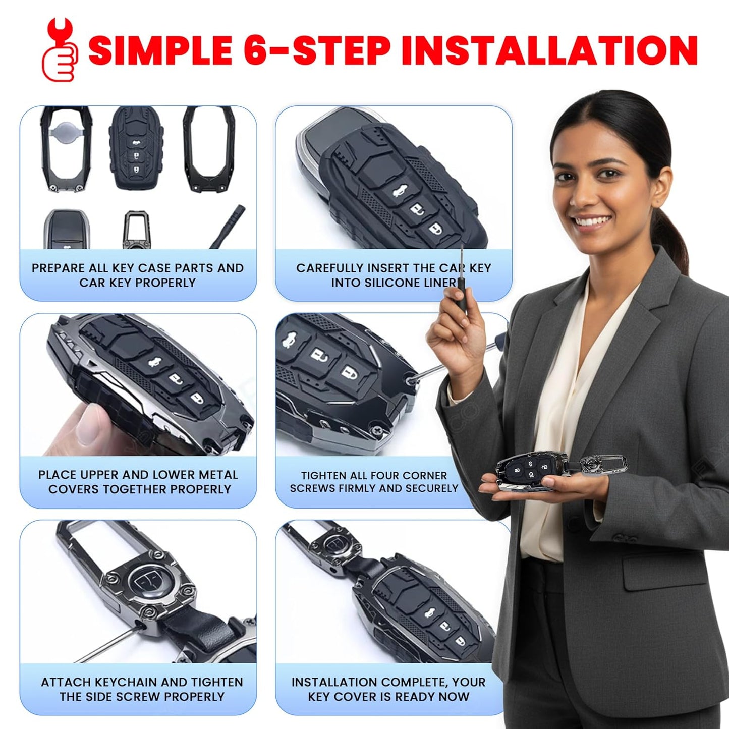 Car Key Cover Compatible with Tata Nexon, Harrier | Safari | Altroz | Tigor | Ev | Punch | Tiago Ev Electric 4-Button Smart Key (Transformer Armour Series)