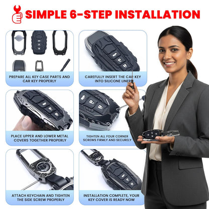 Car Key Cover Compatible with Tata Nexon, Harrier | Safari | Altroz | Tigor | Ev | Punch | Tiago Ev Electric 4-Button Smart Key (Transformer Armour Series)