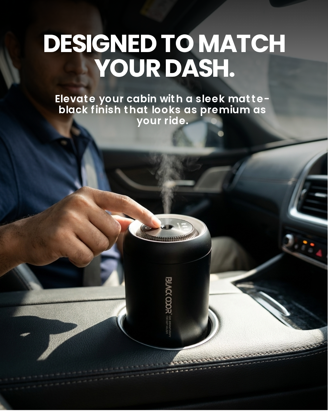 Black Odor Aroma Diffuser For Car (Rechargable)