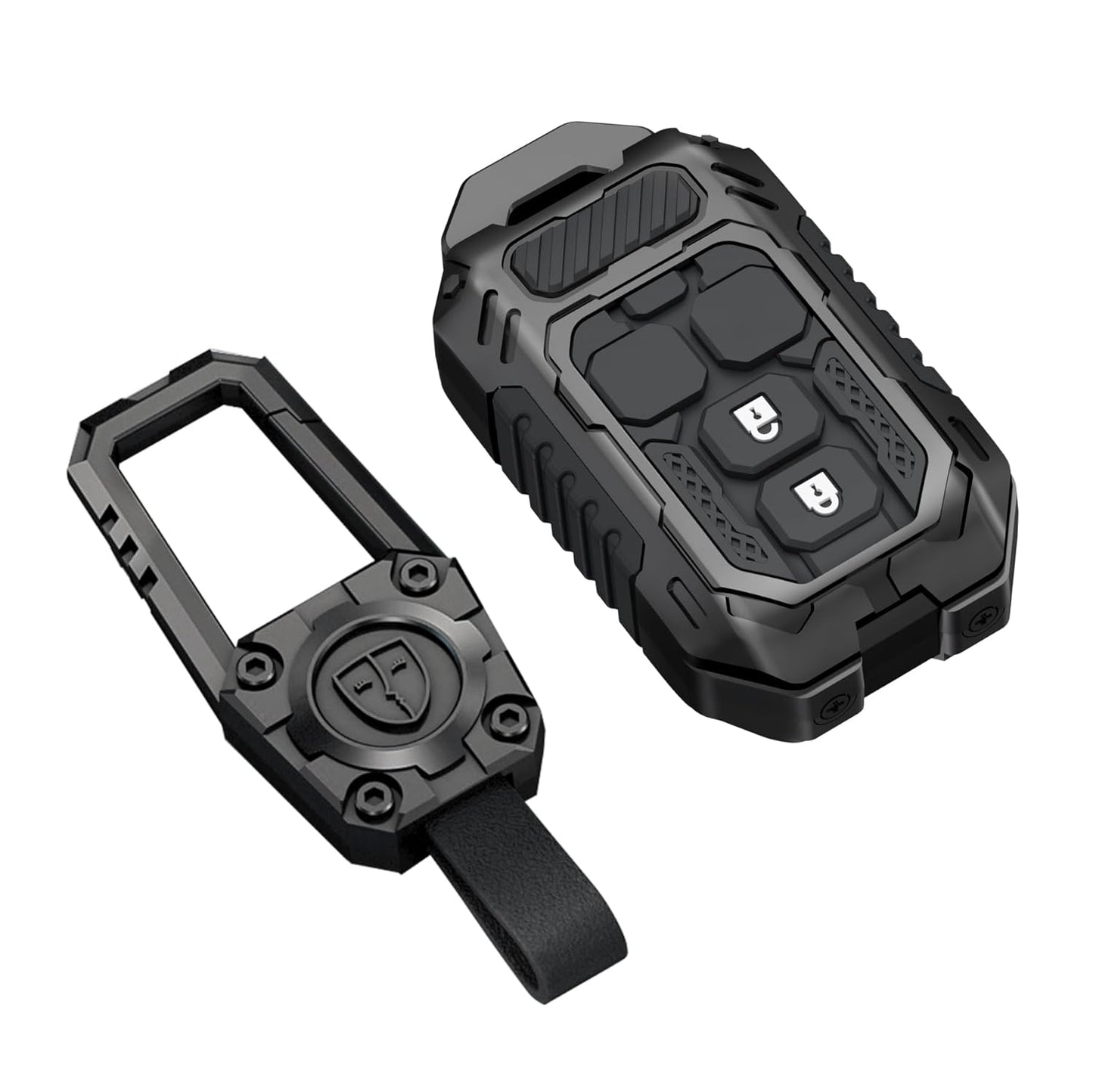 Transformer series Metal Black Car Key Protective Cover/Case and Keychain for Suzuki Victoris, Baleno, Swift, Ertiga, Grand Vitara, XL6, Brezza, Fronx, Dzire, Ignis, S-Cross, Glanza, Hyryder (2-Button Smart Key)