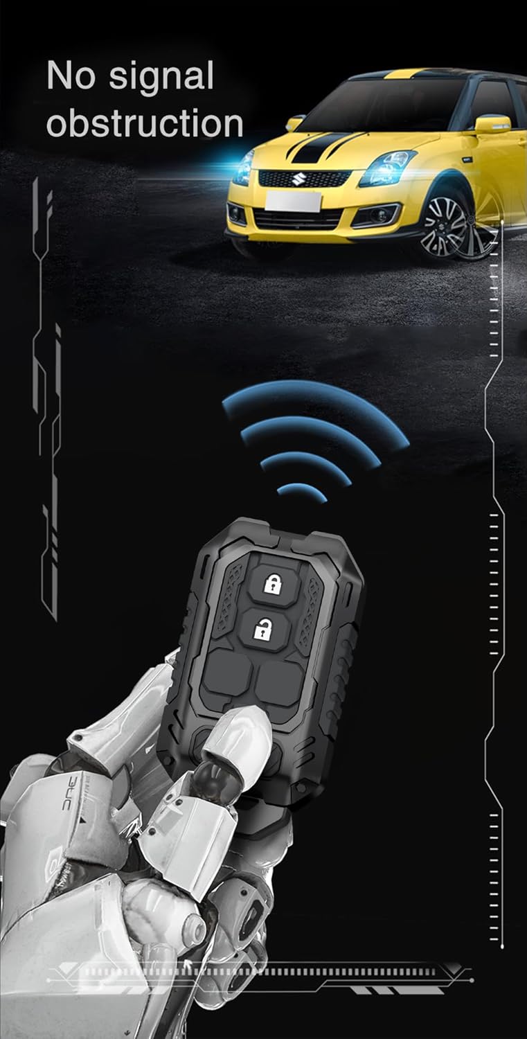 Transformer series Metal Black Car Key Protective Cover/Case and Keychain for Suzuki Victoris, Baleno, Swift, Ertiga, Grand Vitara, XL6, Brezza, Fronx, Dzire, Ignis, S-Cross, Glanza, Hyryder (2-Button Smart Key)