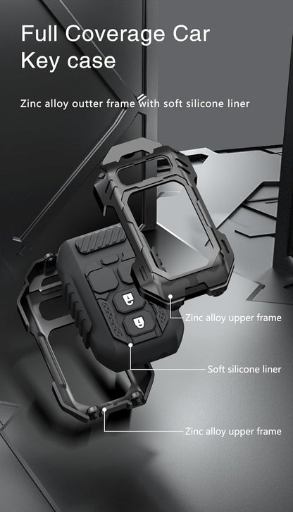 Transformer series Metal Black Car Key Protective Cover/Case and Keychain for Suzuki Victoris, Baleno, Swift, Ertiga, Grand Vitara, XL6, Brezza, Fronx, Dzire, Ignis, S-Cross, Glanza, Hyryder (2-Button Smart Key)