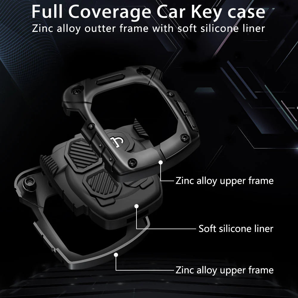 Premium Metal Black Transformer Series Soft Silicon Key Cover for [Suzuki Swift | Dzire | WagonR | Brezza | Grand Vitara | Fronx | Jimny | XL6 | Ignis | Ertiga | Baleno | Vitara Brezza | Celerio | Alto | Ciaz | S-Cross  ( 2 buttons)]
