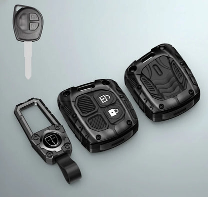 Premium Metal Black Transformer Series Soft Silicon Key Cover for [Suzuki Swift | Dzire | WagonR | Brezza | Grand Vitara | Fronx | Jimny | XL6 | Ignis | Ertiga | Baleno | Vitara Brezza | Celerio | Alto | Ciaz | S-Cross  ( 2 buttons)]