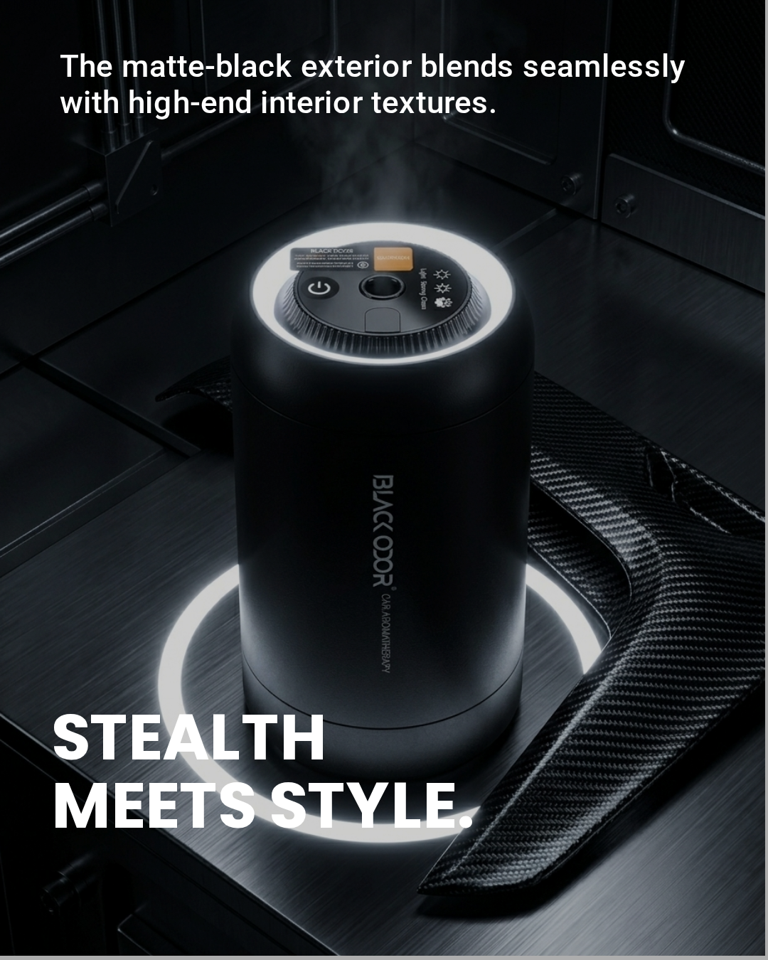 Black Odor Aroma Diffuser For Car (Rechargable)