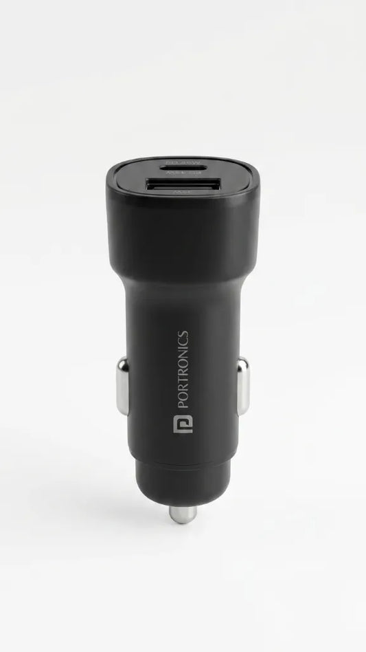 Portronics 80W Dual Output Fast Car Charger with Type-C PD & USB, LED Indicator, Charging Adapter Compatible with Cars for iPhone & Android Smartphone, Smartwatch, Earbud, Power Bank