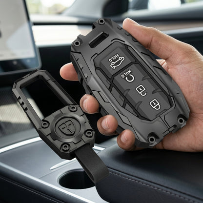 Transformer Series Car Key Cover Compatible with Creta 2024 2025 2026, Venue, Alcazar | 4 Button Metal Smart Key Case | Premium Waterproof Soft Silicone Key Shell with Keychain